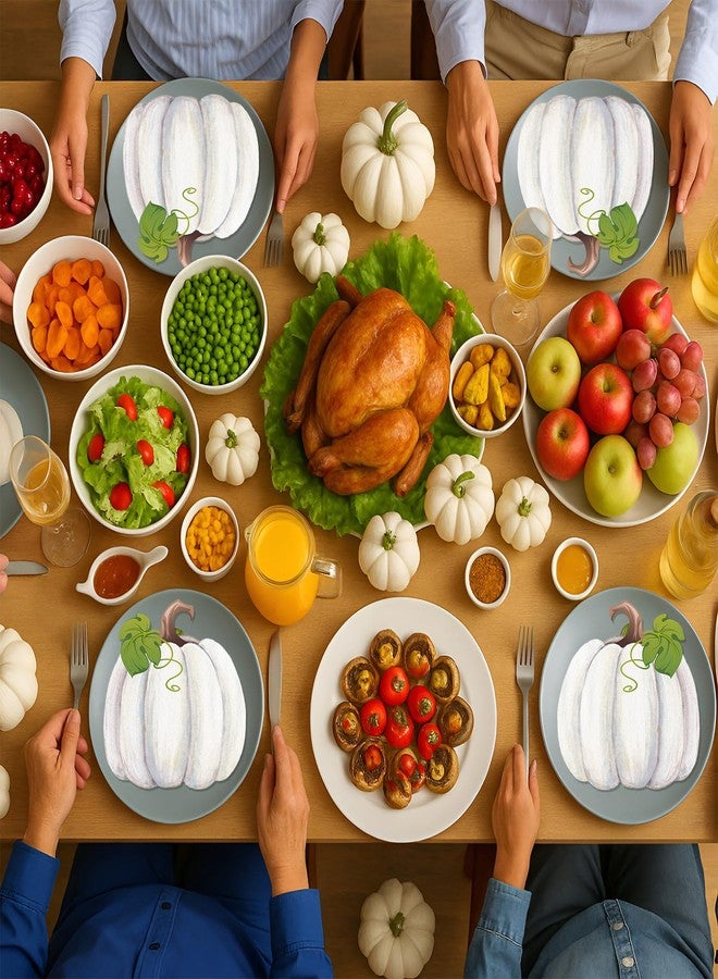 مارسبارك مناديل ورقية من مارسبارك، 100 قطعة، بنقشة اليقطين، مثالية لعيد الشكر، ولتزيين موائد الضيوف في موسم الحصاد والهالوين، ولحفلات الغداء والعشاء، ولتزيين الطاولات (أبيض). - Image 5